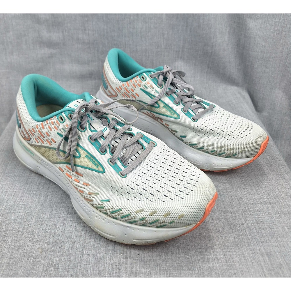 Brooks Glycerin 20 Mens Running Shoes White Teal Orange 1203691D061 Size 11 Wide